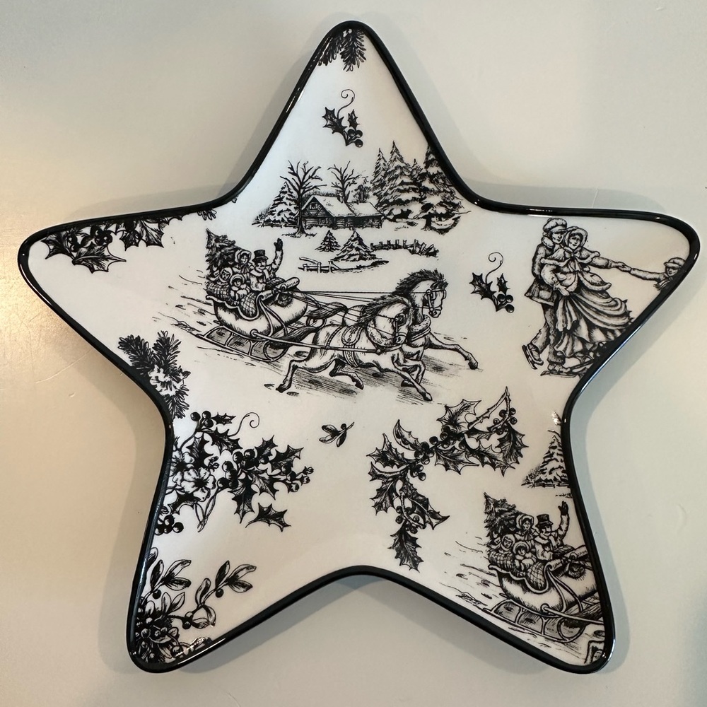 Black and White Grasslands Road Star Serving Dish